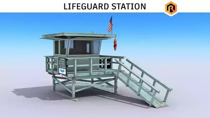 Lifeguard Station Low-poly 3D model