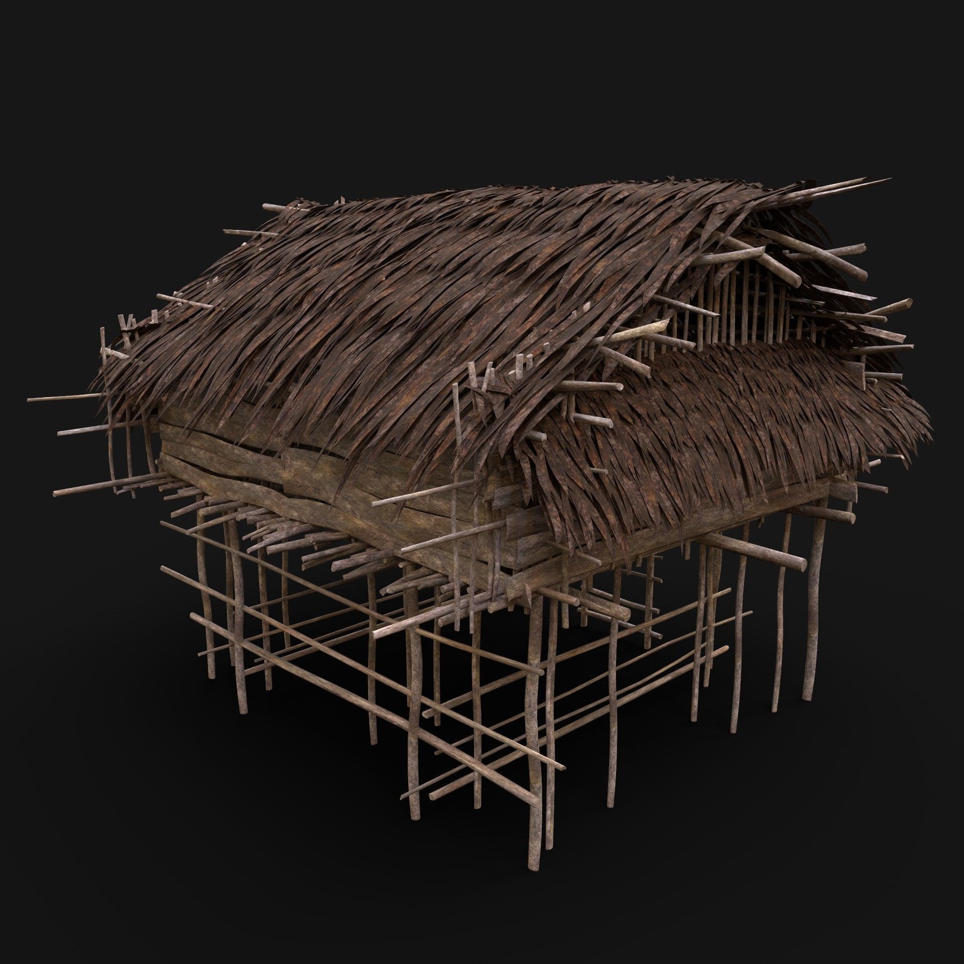  NEXTGEN TRIBAL JUNGLE PRIMAL HUT HOUSE REED TREE SURVIVAL Low-poly 3D model_2