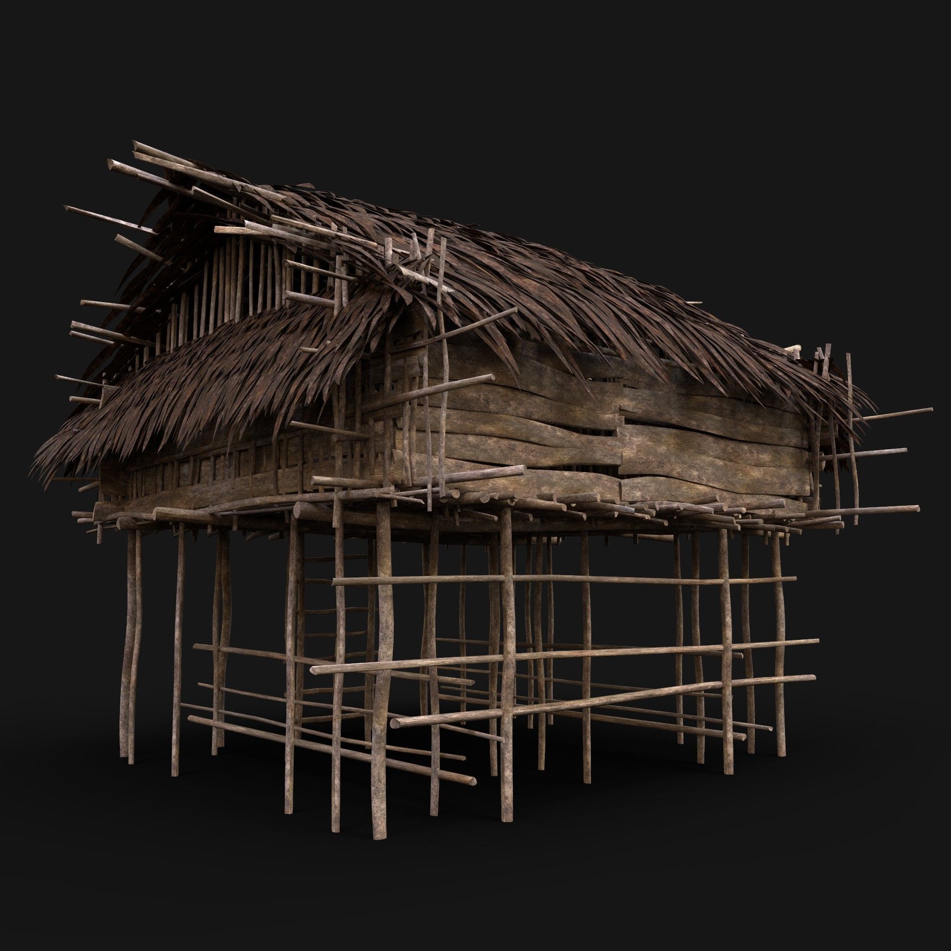  NEXTGEN TRIBAL JUNGLE PRIMAL HUT HOUSE REED TREE SURVIVAL Low-poly 3D model_3