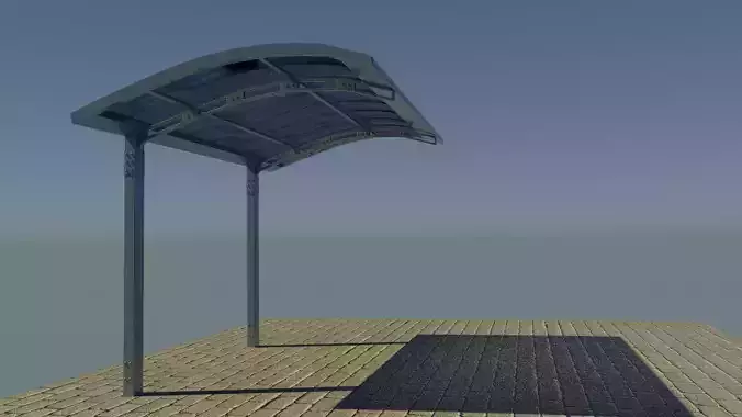 CARPORT LOW POLY bus shelter with roof