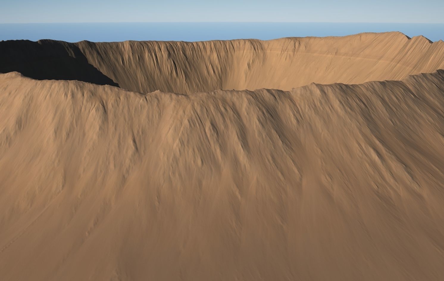 crater mountain with hole in middle Low-poly 3D model_1