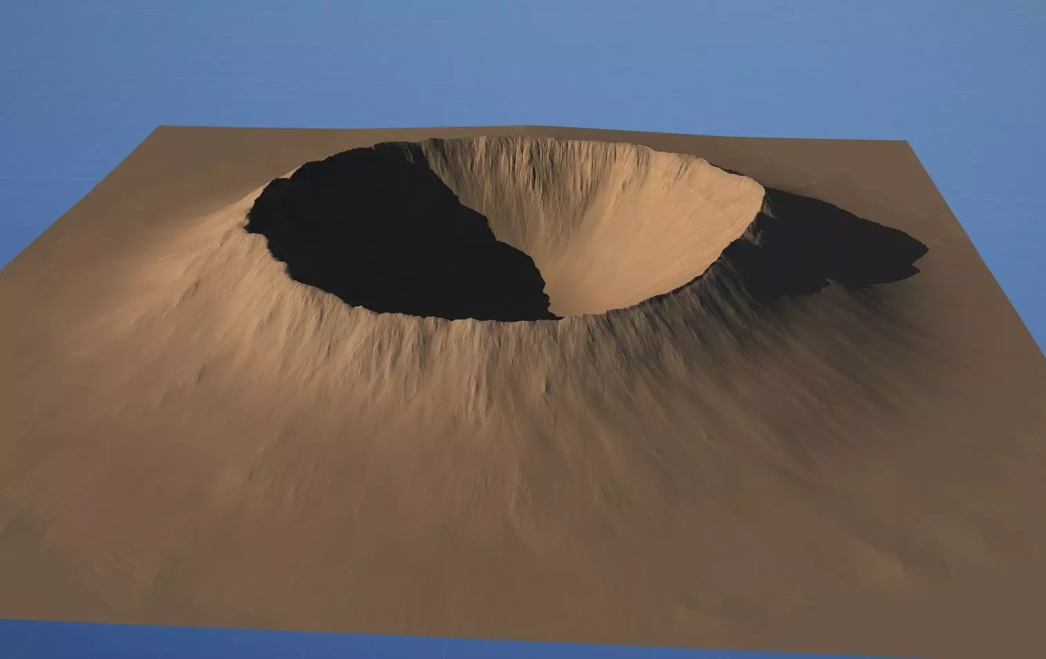crater mountain with hole in middle Low-poly 3D model_0