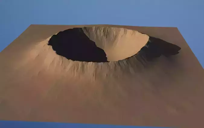 crater mountain with hole in middle Low-poly 3D model