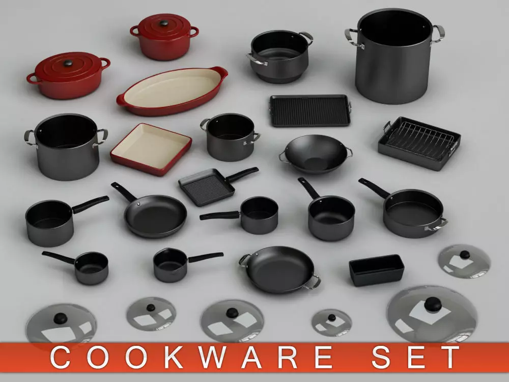 Cookware Set cooking pot 3D model_0