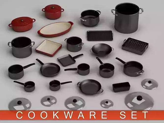 Cookware Set cooking pot 3D model