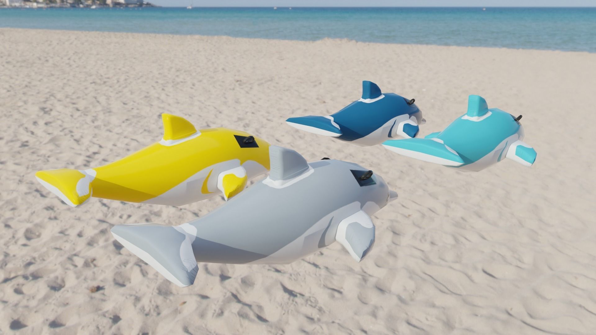 Dolphin Inflatable Toy Low-poly 3D model_4