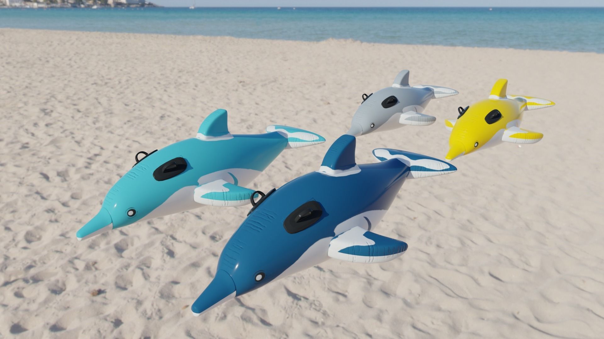 Dolphin Inflatable Toy Low-poly 3D model_2