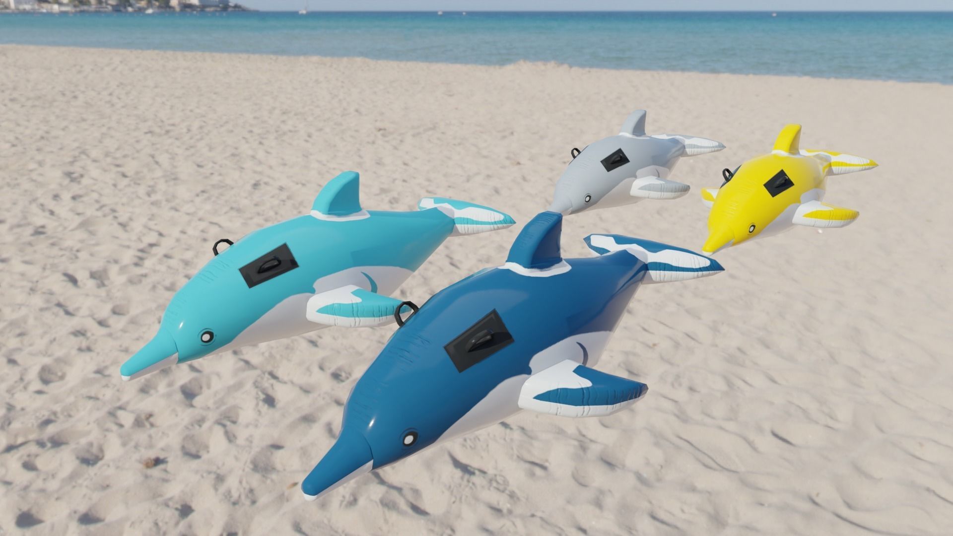 Dolphin Inflatable Toy Low-poly 3D model_5