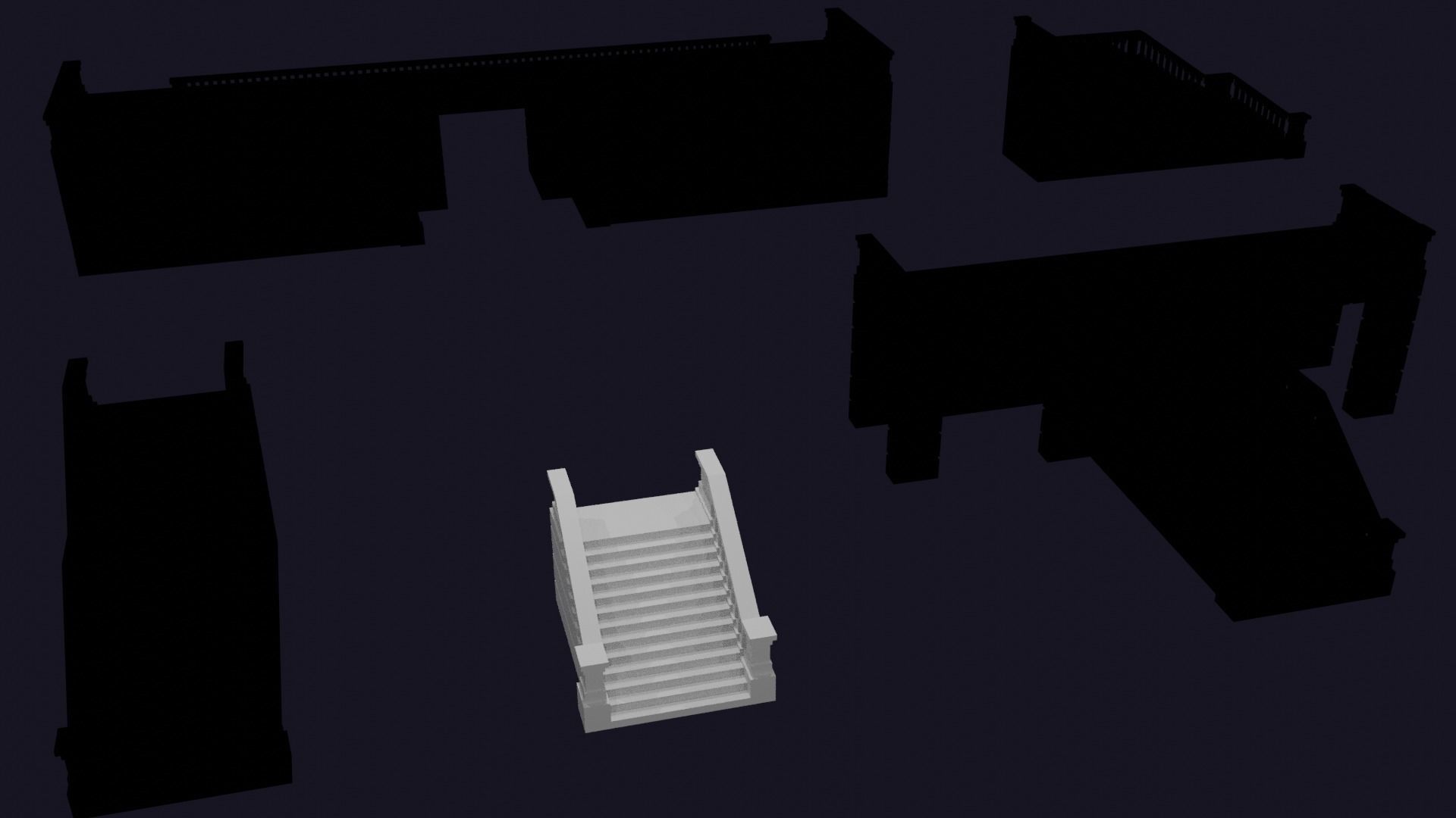 Stairs pack example Free 3D model_1