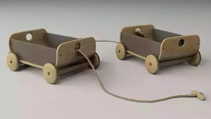 Children Toy Wagon Low-poly 3D model