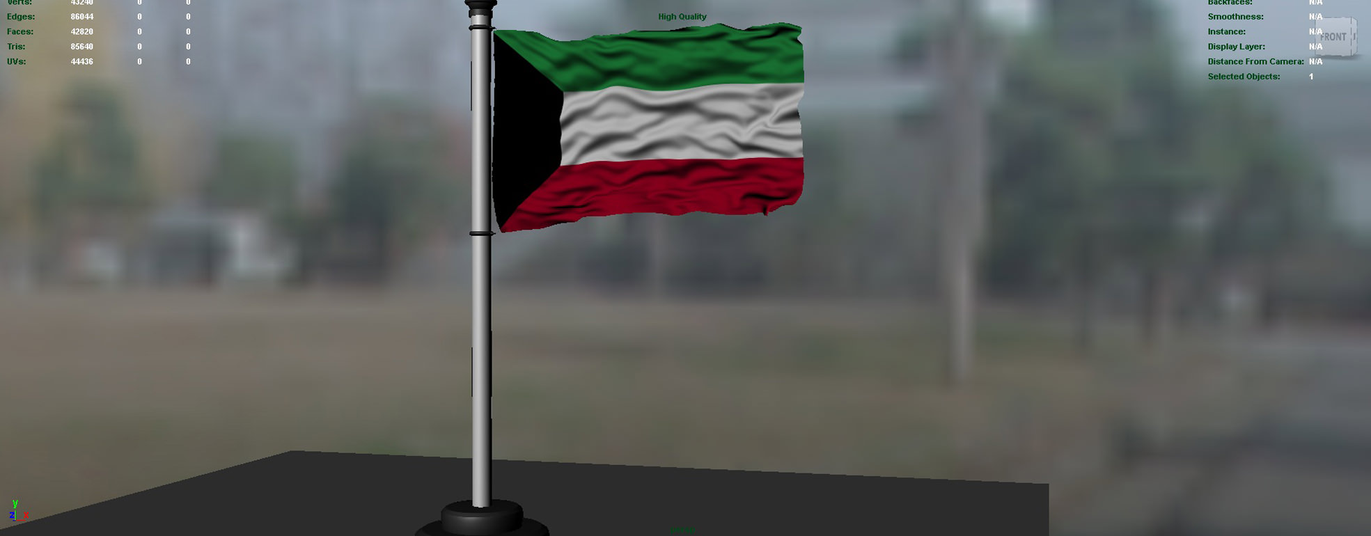 Kuwait flag 3D model_2