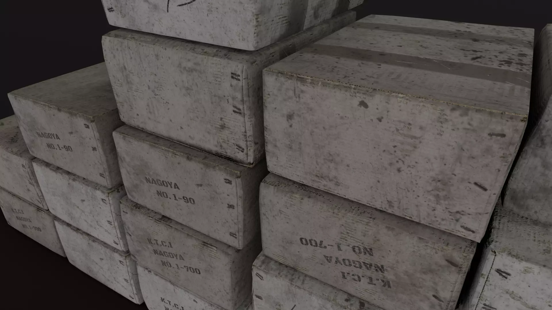 Old Cardboard Boxes Low-poly 3D model