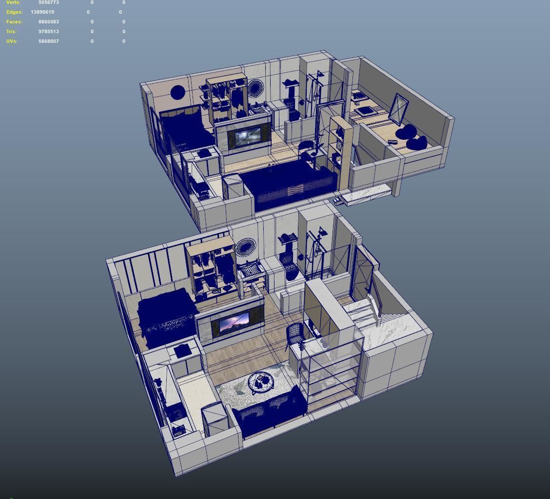 Duplex apartment floorplan Home 3D model_8