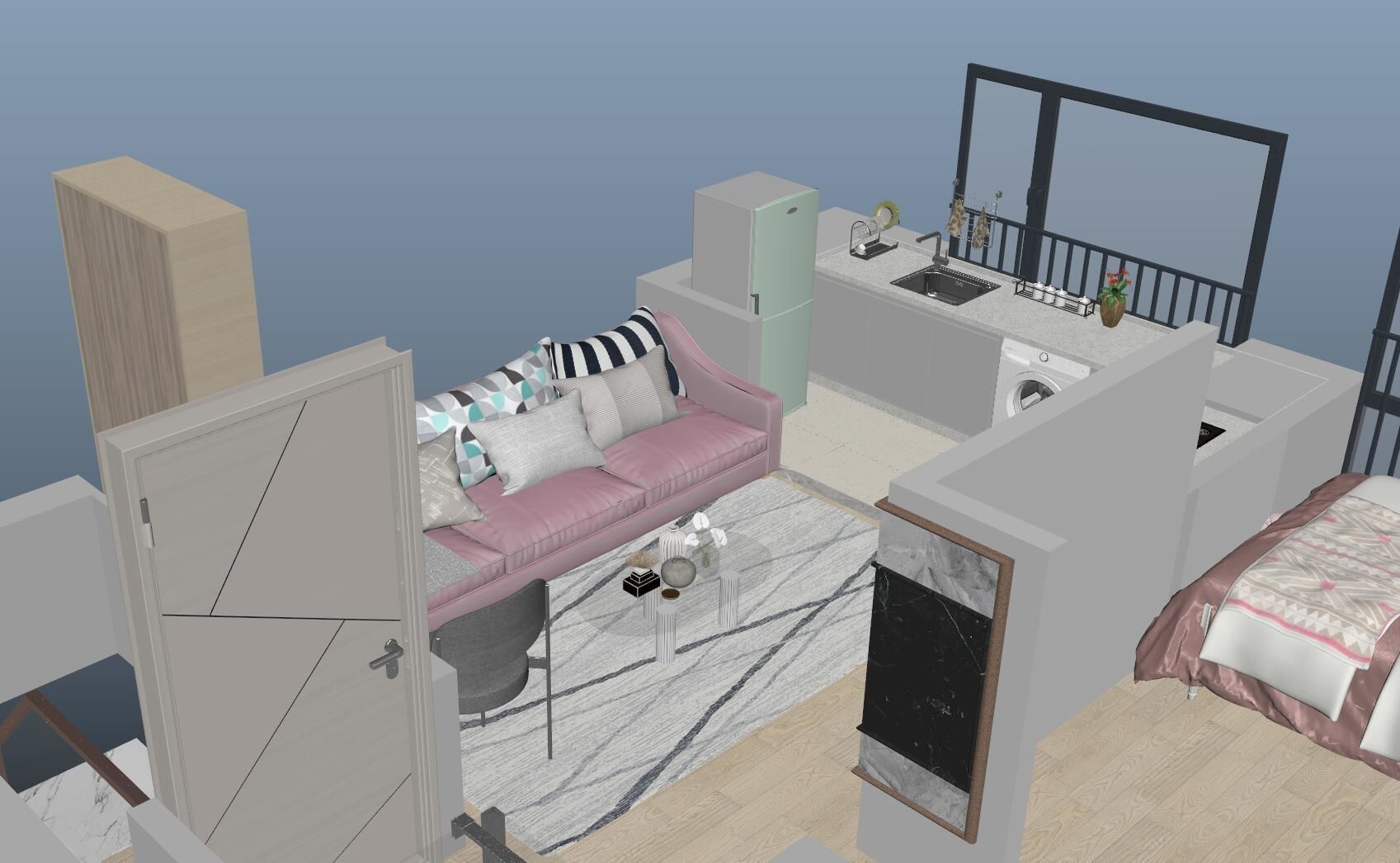 Duplex apartment floorplan Home 3D model_6