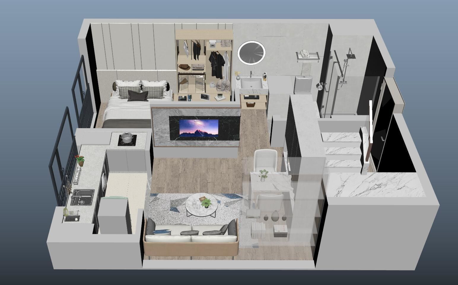 Duplex apartment floorplan Home 3D model_4