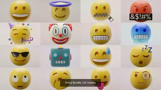Emoji Bundle 3D Model Collection