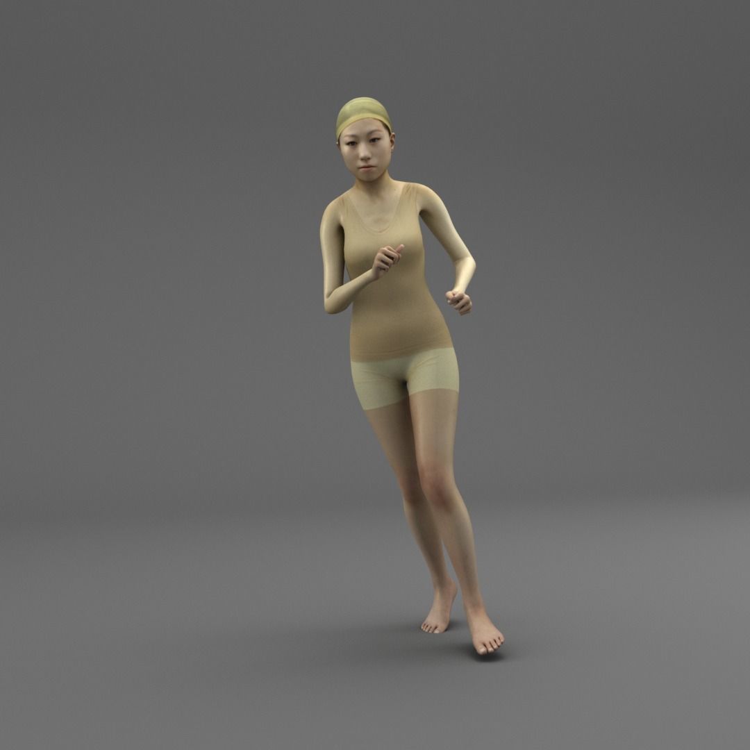 A Rigged Asian Lady 3D model_2