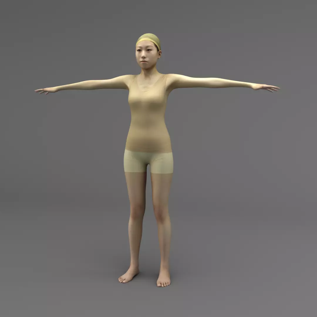 A Rigged Asian Lady 3D model_0