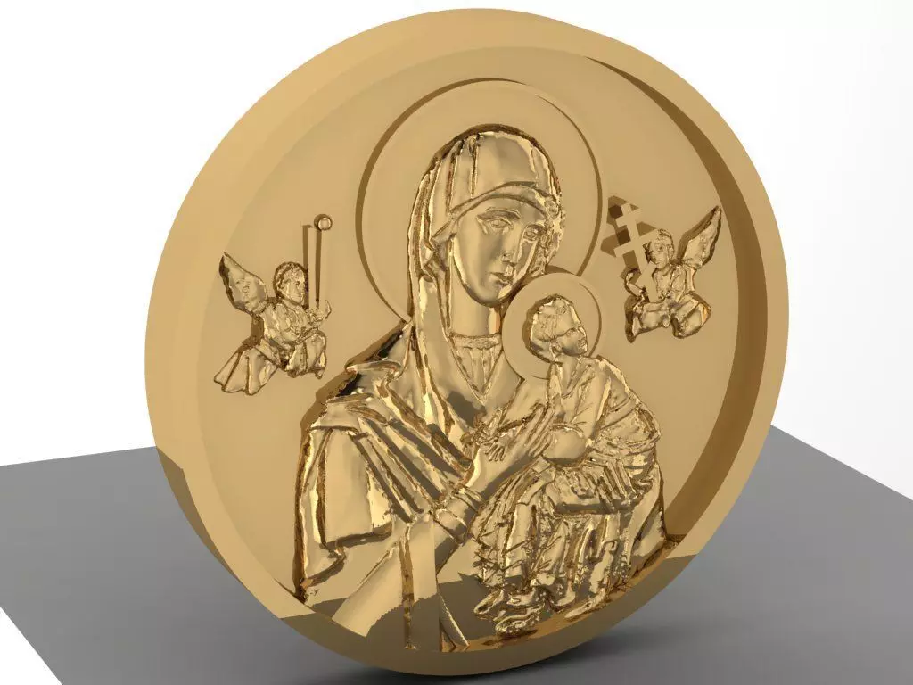Our Lady of Perpetual Help and Santo Nino Mid-relief coin 3D print model