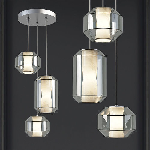 Chamber Large Chandelier 3 Piece - Leebroom 3D model