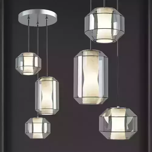 Chamber Large Chandelier 3 Piece - Leebroom 3D model