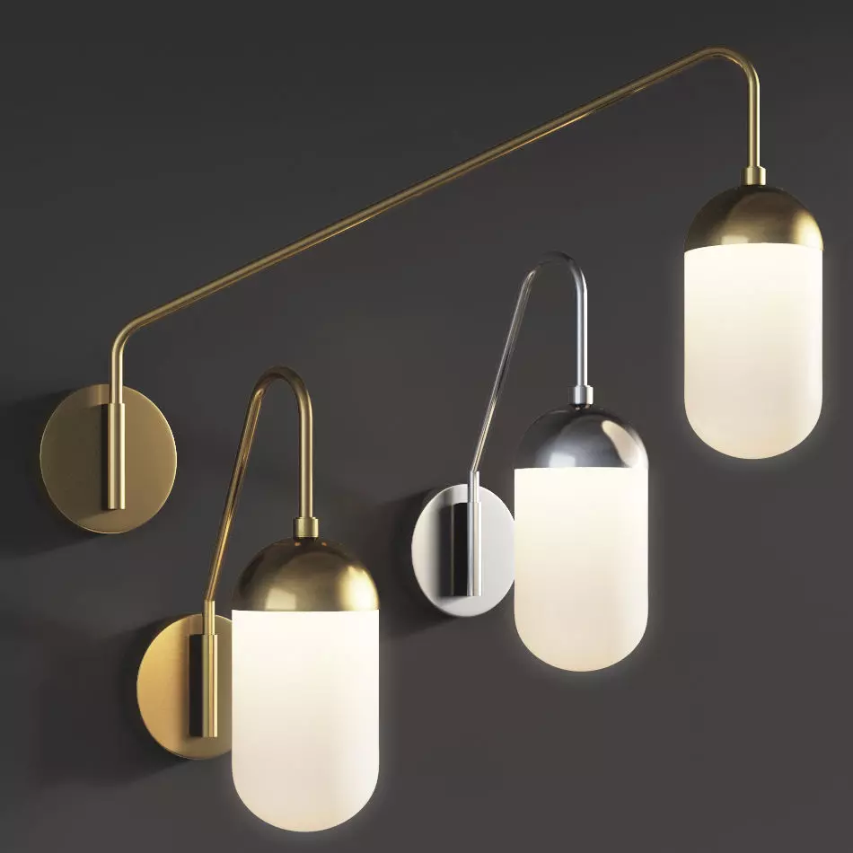 Pelle Sconce Small and Long Gooseneck West Elm 3D model_0