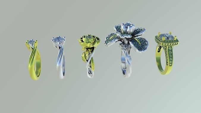 3D print ring model set of wedding rings 3D model