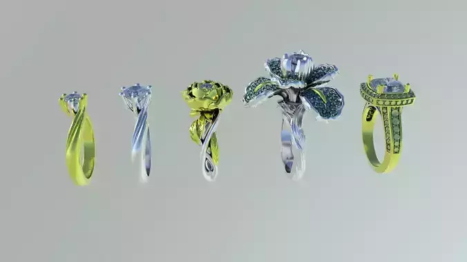 3D print ring model set of wedding rings 3D model