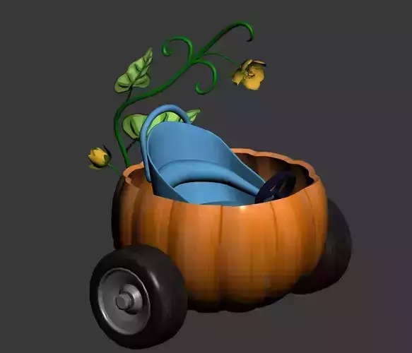 pumpkin car cartoon 3D model