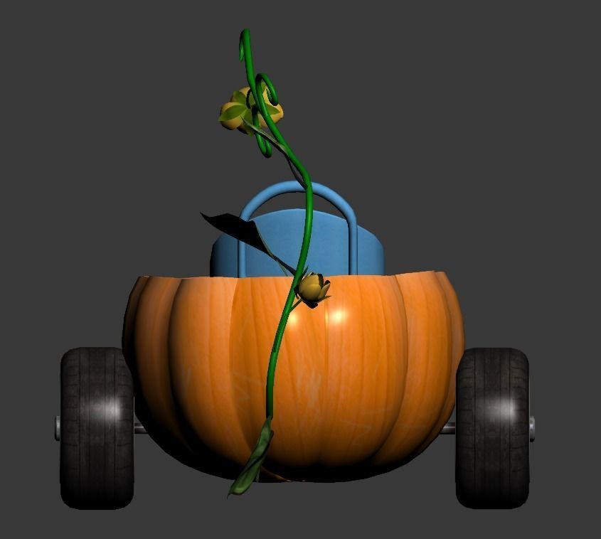 pumpkin car cartoon 3D model Low-poly 3D model_4