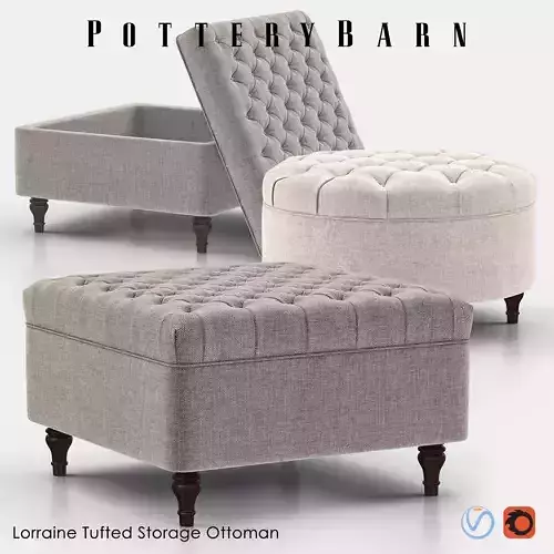 LORRAINE Tufted Storage Ottoman