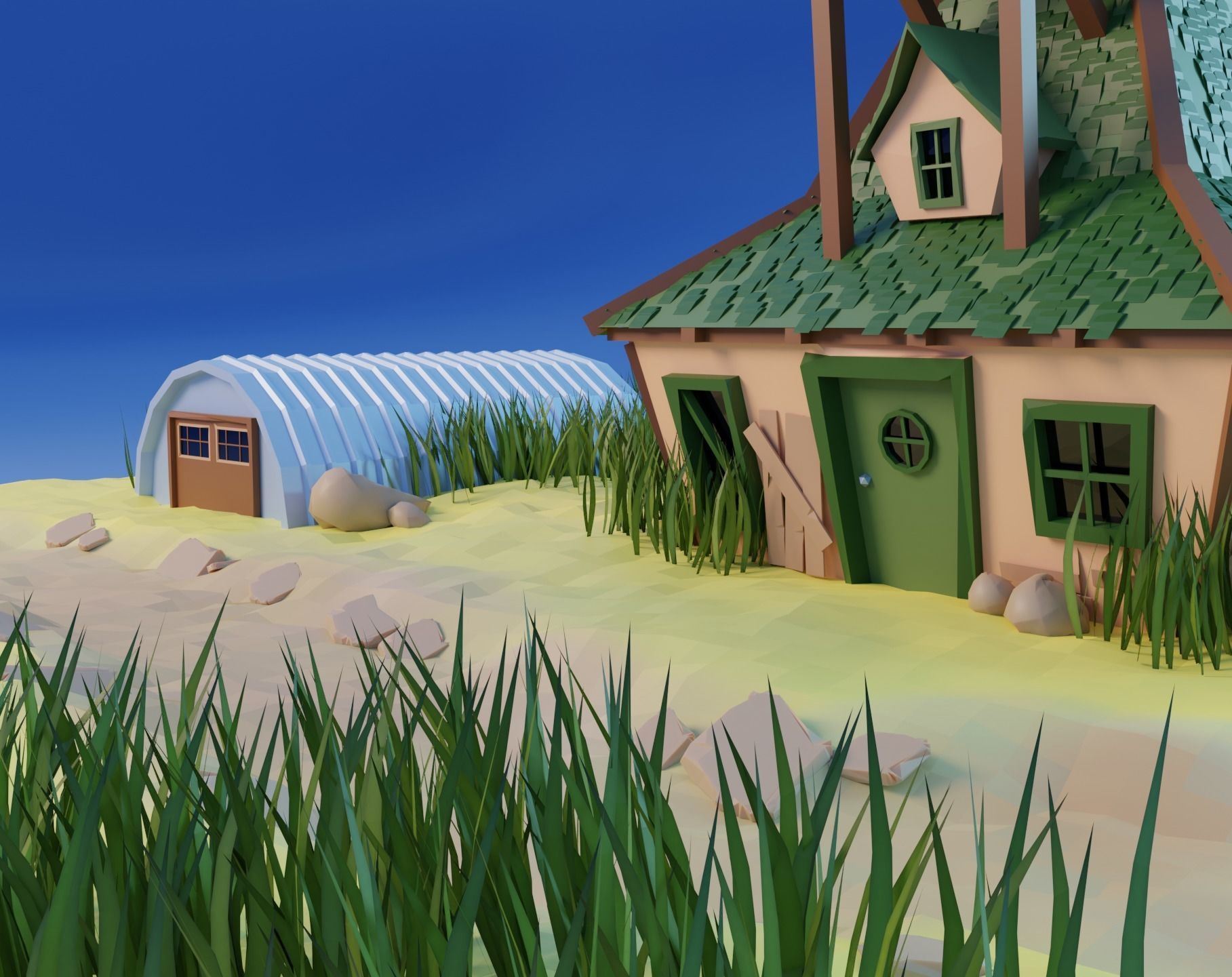 The Burrow house Low-poly 3D model_1