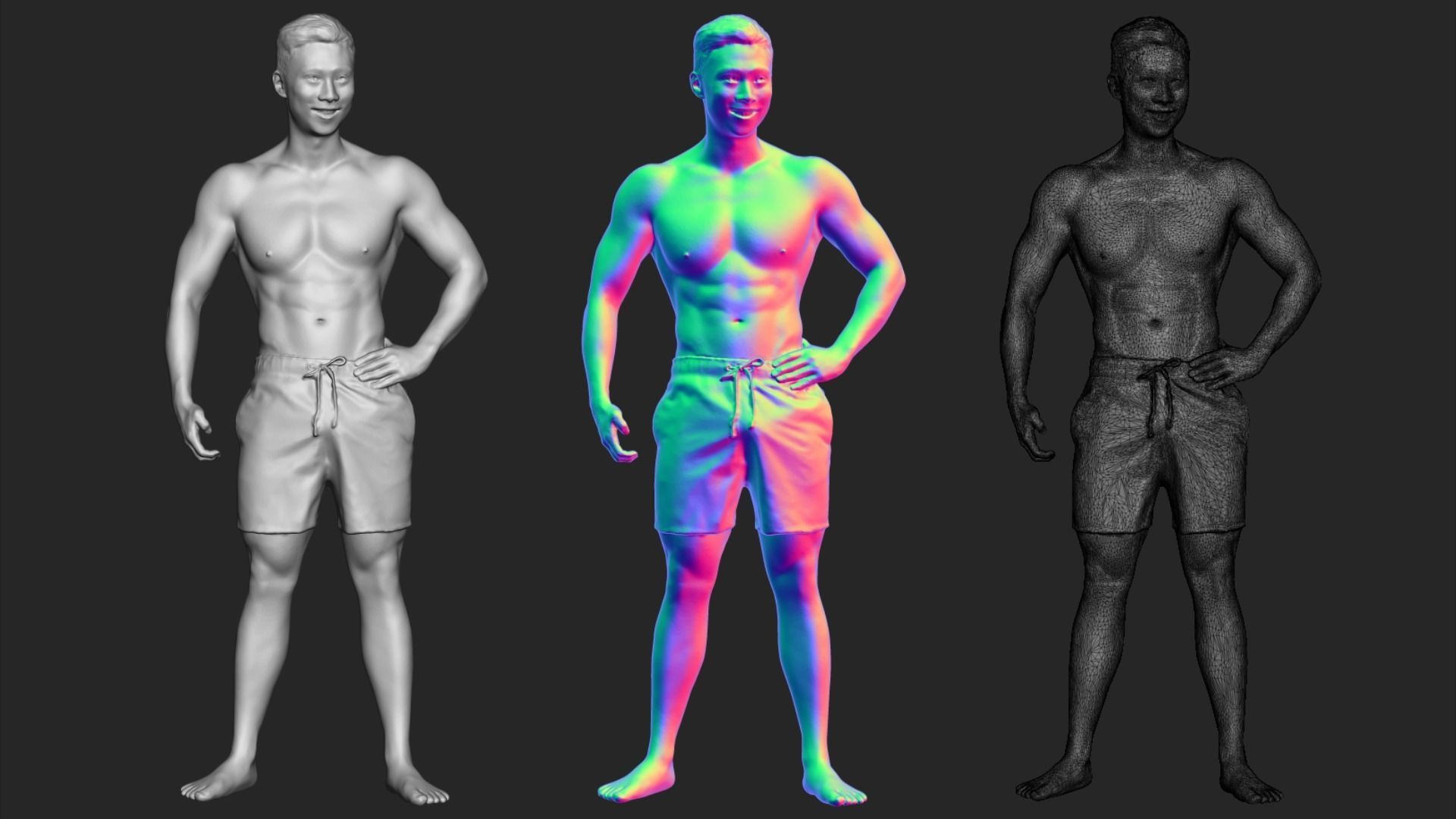 A Well Built Shirtless Sunshine Boy Standing Alone 3D model_6