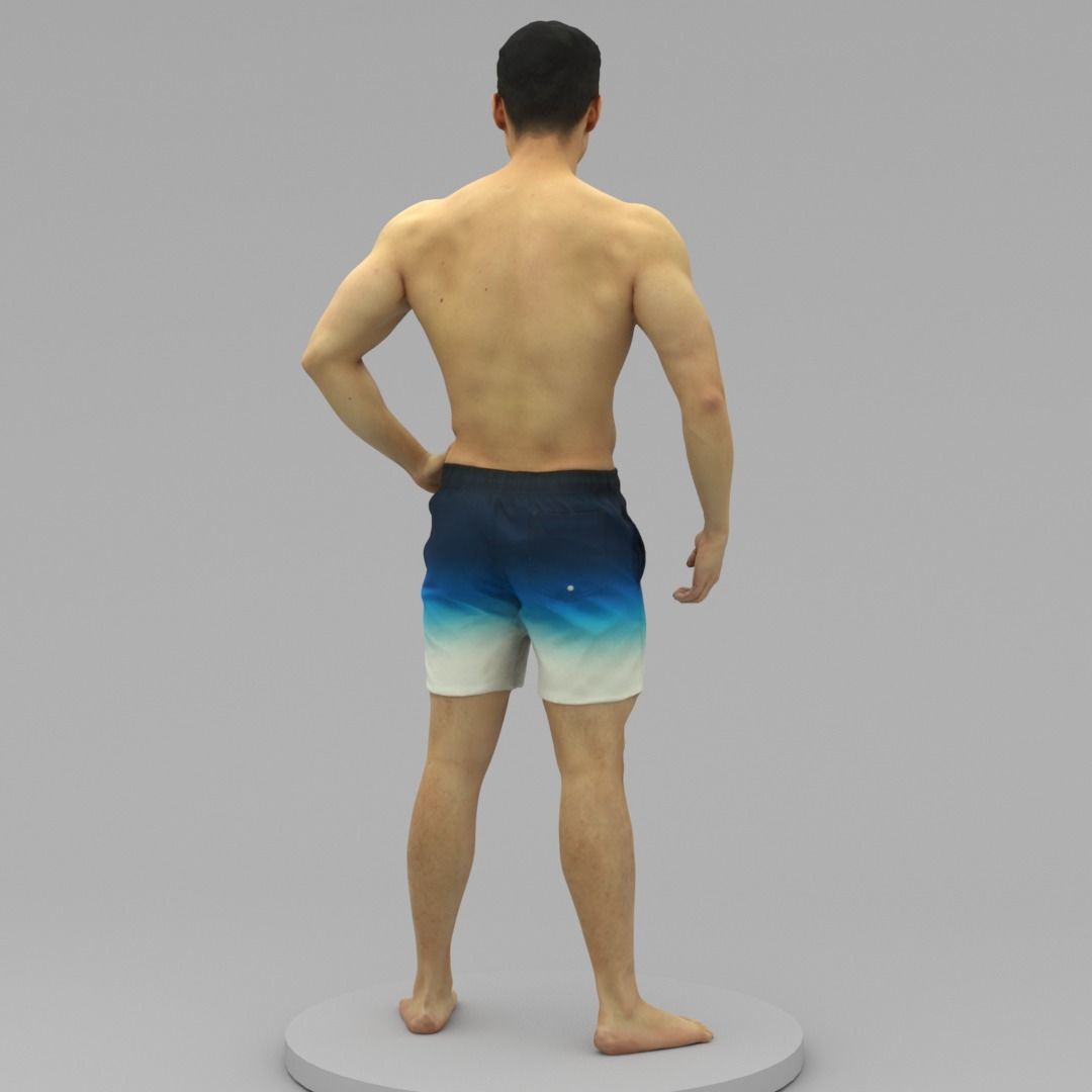 A Well Built Shirtless Sunshine Boy Standing Alone 3D model_3