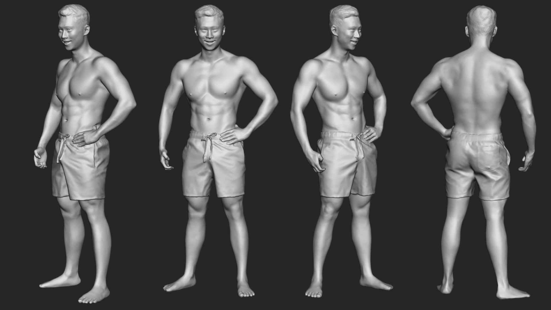 A Well Built Shirtless Sunshine Boy Standing Alone 3D model_5