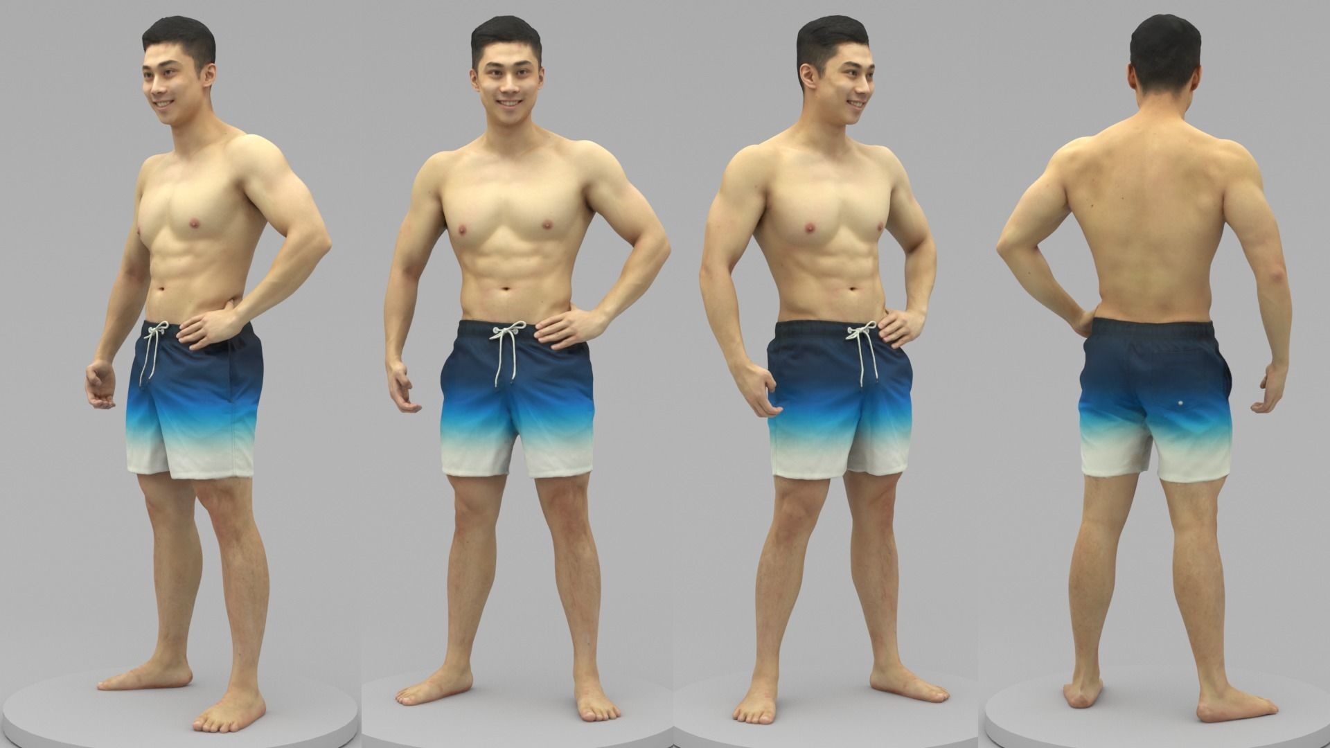 A Well Built Shirtless Sunshine Boy Standing Alone 3D model_4