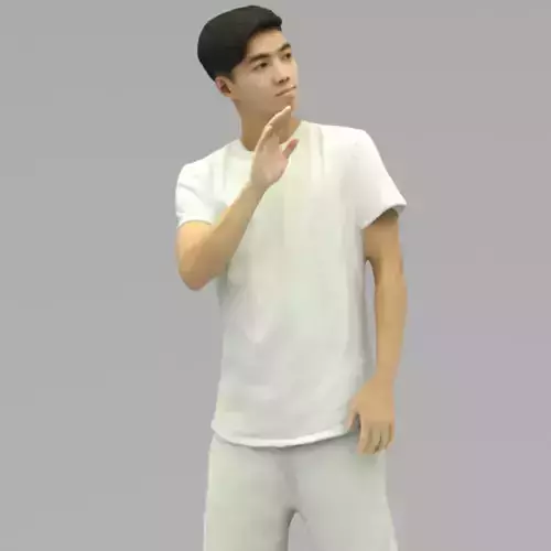 A Young Man Saying Hi In Half Body Portrait 