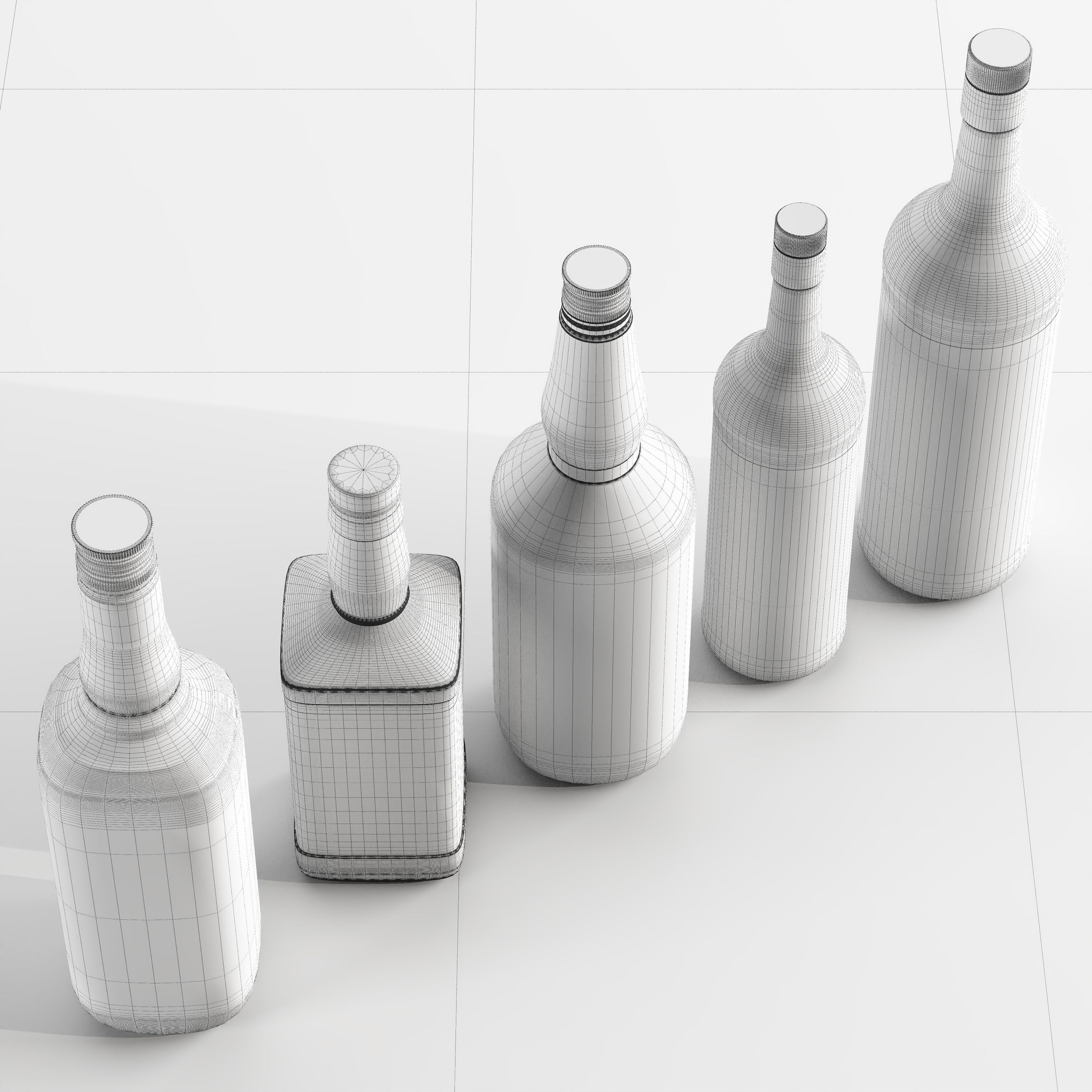 Set of 5 kinds of whiskey bottles 3D model_10