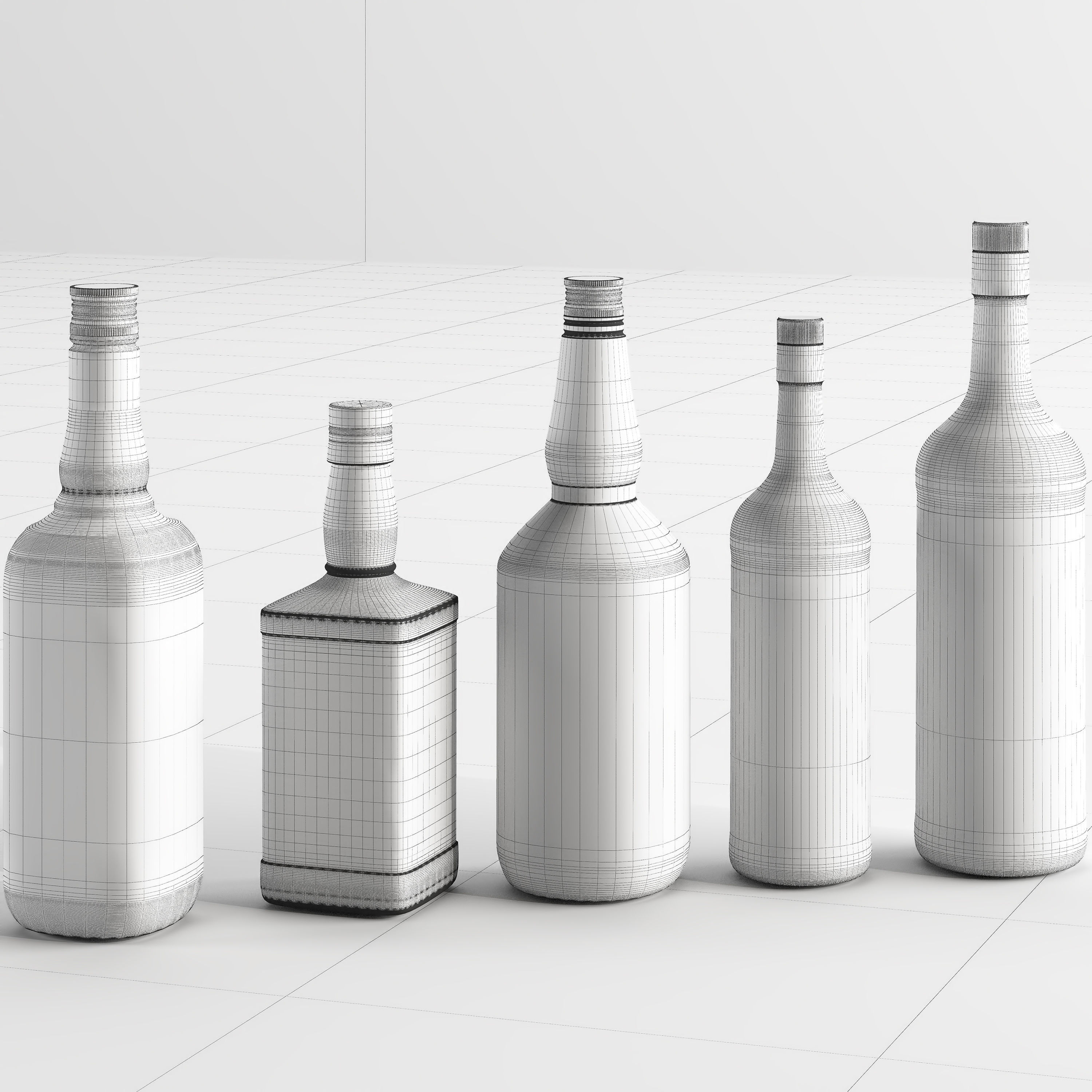 Set of 5 kinds of whiskey bottles 3D model_9