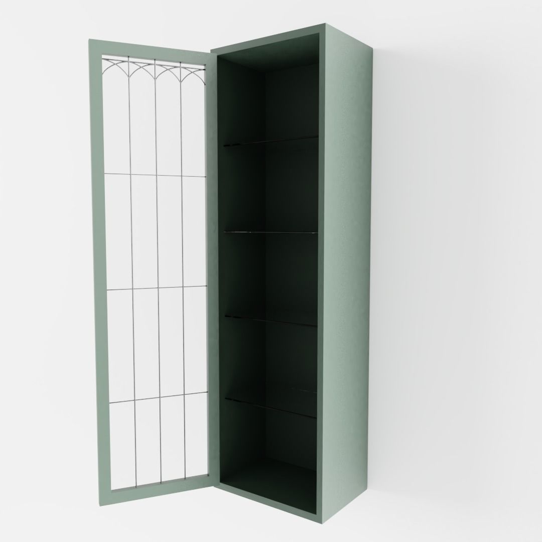 Green Cottage Kitchen Wall Cabinet 3D model_2