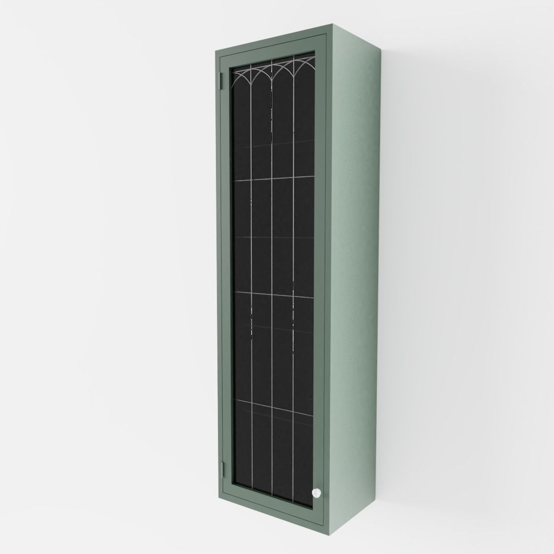 Green Cottage Kitchen Wall Cabinet 3D model_1