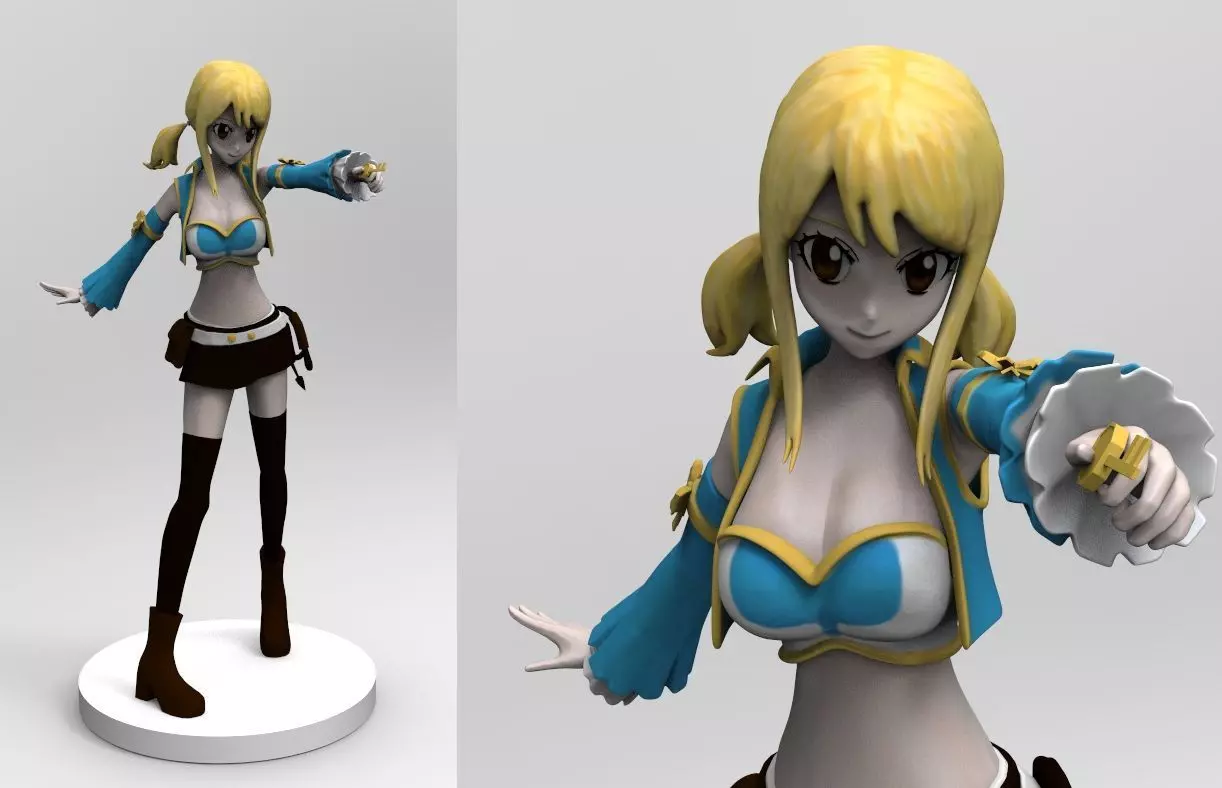 fairy tail character - lucy high poly low poly model 3D print model_0