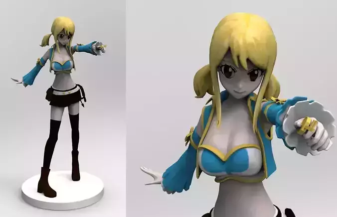 fairy tail character - lucy high poly low poly model 3D print model