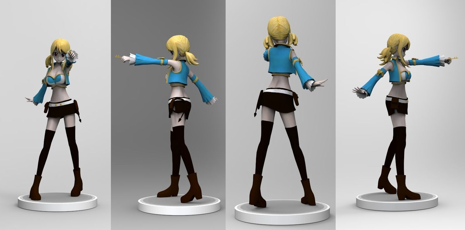 fairy tail character - lucy high poly low poly model 3D print model_4