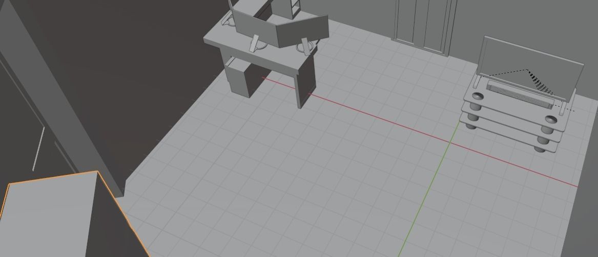 Low Poly Room television stand Low-poly 3D model_5