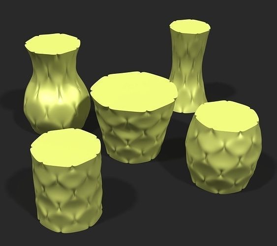 Cups and vases - wrinkled surface Free 3D print model