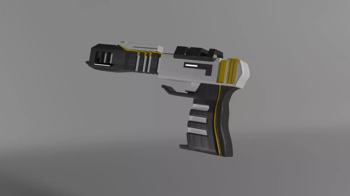 Space gun Low-poly 3D model_0
