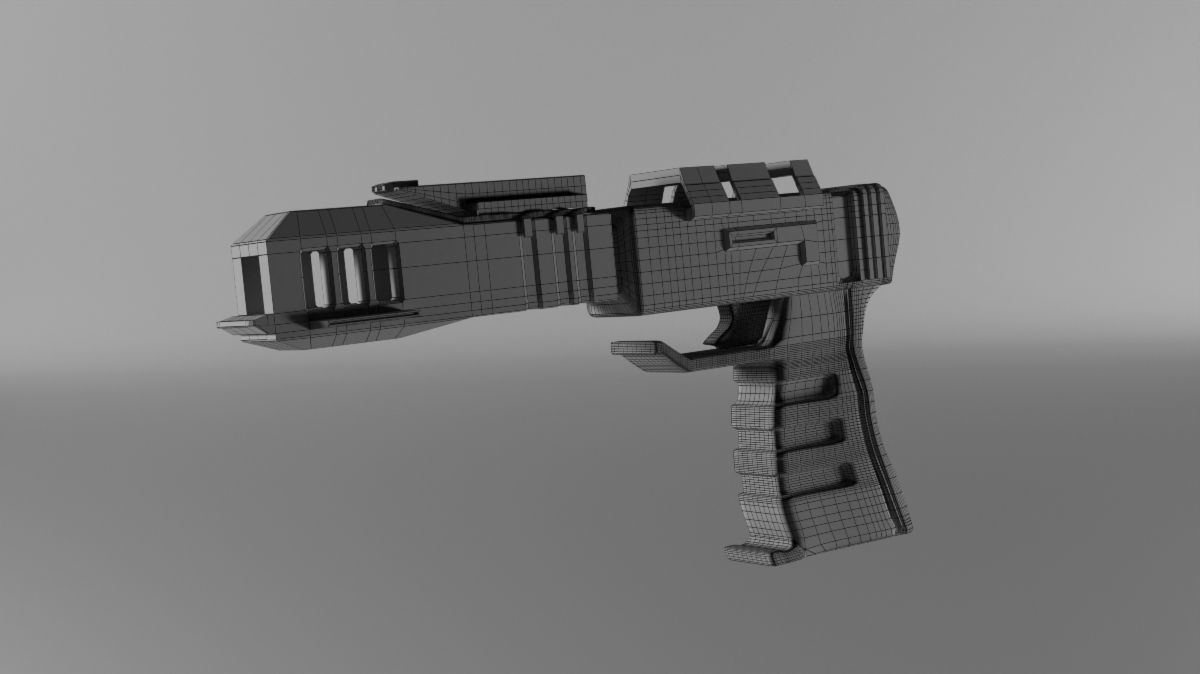 Space gun Low-poly 3D model_8