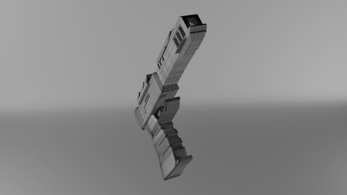 Space gun Low-poly 3D model_9