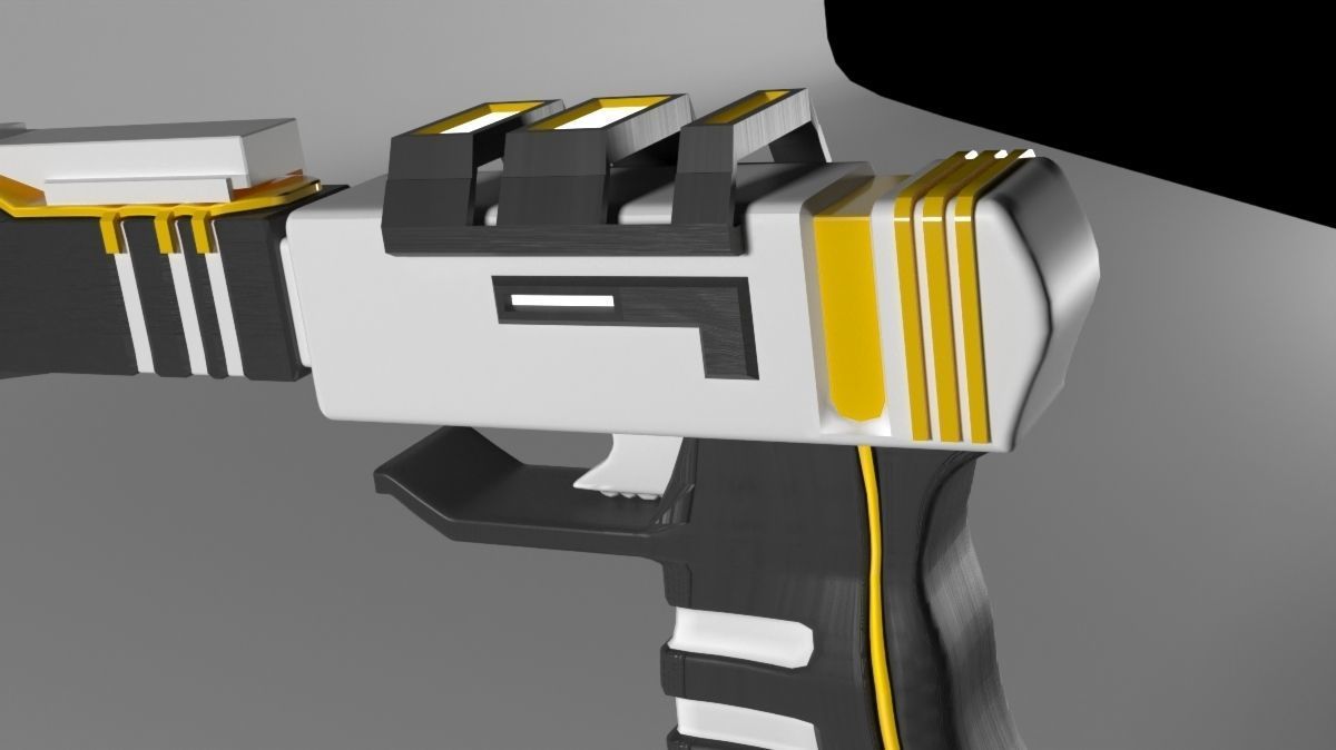 Space gun Low-poly 3D model_3